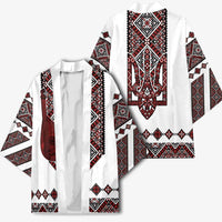 Ukraine Bandura Vyshyvanka Pattern Kimono Ukrainian Heritage Folk White Version - Wonder Print Shop