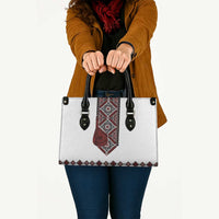 Ukraine Bandura Vyshyvanka Pattern Leather Bag Ukrainian Heritage Folk White Version - Wonder Print Shop