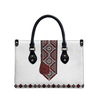 Ukraine Bandura Vyshyvanka Pattern Leather Bag Ukrainian Heritage Folk White Version - Wonder Print Shop
