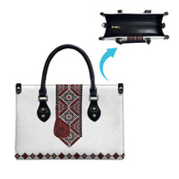 Ukraine Bandura Vyshyvanka Pattern Leather Bag Ukrainian Heritage Folk White Version - Wonder Print Shop