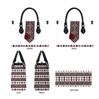 Ukraine Bandura Vyshyvanka Pattern Leather Bag Ukrainian Heritage Folk White Version - Wonder Print Shop