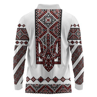 Ukraine Bandura Vyshyvanka Pattern Long Sleeve Polo Shirt Ukrainian Heritage Folk White Version - Wonder Print Shop