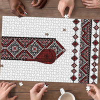 Ukraine Bandura Vyshyvanka Pattern Puzzle Ukrainian Heritage Folk White Version - Wonder Print Shop