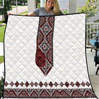 Ukraine Bandura Vyshyvanka Pattern Quilt Ukrainian Heritage Folk White Version - Wonder Print Shop