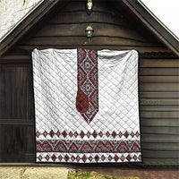 Ukraine Bandura Vyshyvanka Pattern Quilt Ukrainian Heritage Folk White Version - Wonder Print Shop