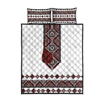 Ukraine Bandura Vyshyvanka Pattern Quilt Bed Set Ukrainian Heritage Folk White Version - Wonder Print Shop