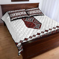 Ukraine Bandura Vyshyvanka Pattern Quilt Bed Set Ukrainian Heritage Folk White Version - Wonder Print Shop