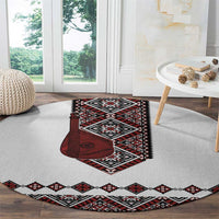 Ukraine Bandura Vyshyvanka Pattern Round Carpet Ukrainian Heritage Folk White Version - Wonder Print Shop