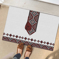 Ukraine Bandura Vyshyvanka Pattern Rubber Doormat Ukrainian Heritage Folk White Version - Wonder Print Shop