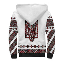 Ukraine Bandura Vyshyvanka Pattern Sherpa Hoodie Ukrainian Heritage Folk White Version - Wonder Print Shop