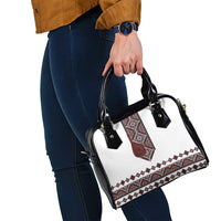 Ukraine Bandura Vyshyvanka Pattern Shoulder Handbag Ukrainian Heritage Folk White Version - Wonder Print Shop
