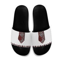 Ukraine Bandura Vyshyvanka Pattern Slide Sandals Ukrainian Heritage Folk White Version - Wonder Print Shop