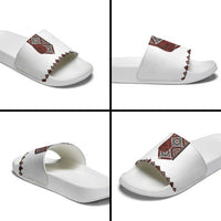Ukraine Bandura Vyshyvanka Pattern Slide Sandals Ukrainian Heritage Folk White Version - Wonder Print Shop