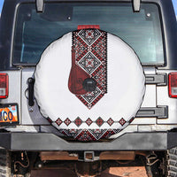Ukraine Bandura Vyshyvanka Pattern Spare Tire Cover Ukrainian Heritage Folk White Version - Wonder Print Shop