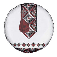 Ukraine Bandura Vyshyvanka Pattern Spare Tire Cover Ukrainian Heritage Folk White Version - Wonder Print Shop