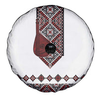Ukraine Bandura Vyshyvanka Pattern Spare Tire Cover Ukrainian Heritage Folk White Version - Wonder Print Shop