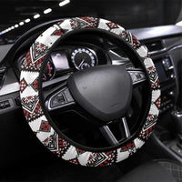 Ukraine Bandura Vyshyvanka Pattern Steering Wheel Cover Ukrainian Heritage Folk White Version - Wonder Print Shop
