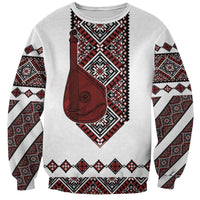 Ukraine Bandura Vyshyvanka Pattern Sweatshirt Ukrainian Heritage Folk White Version - Wonder Print Shop
