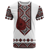 Ukraine Bandura Vyshyvanka Pattern T Shirt Ukrainian Heritage Folk White Version - Wonder Print Shop
