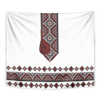 Ukraine Bandura Vyshyvanka Pattern Tapestry Ukrainian Heritage Folk White Version - Wonder Print Shop