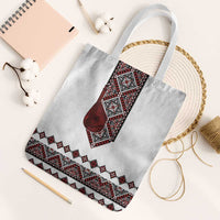 Ukraine Bandura Vyshyvanka Pattern Tote Bag Ukrainian Heritage Folk White Version - Wonder Print Shop