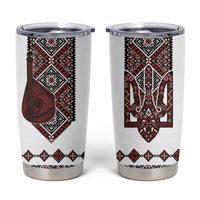 Ukraine Bandura Vyshyvanka Pattern Tumbler Cup Ukrainian Heritage Folk White Version - Wonder Print Shop