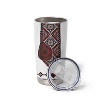 Ukraine Bandura Vyshyvanka Pattern Tumbler Cup Ukrainian Heritage Folk White Version - Wonder Print Shop