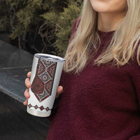 Ukraine Bandura Vyshyvanka Pattern Tumbler Cup Ukrainian Heritage Folk White Version - Wonder Print Shop