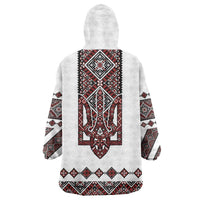 Ukraine Bandura Vyshyvanka Pattern Wearable Blanket Hoodie Ukrainian Heritage Folk White Version - Wonder Print Shop