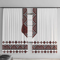 Ukraine Bandura Vyshyvanka Pattern Window Curtain Ukrainian Heritage Folk White Version - Wonder Print Shop