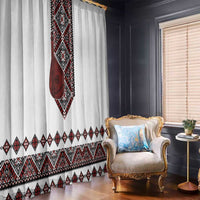 Ukraine Bandura Vyshyvanka Pattern Window Curtain Ukrainian Heritage Folk White Version - Wonder Print Shop