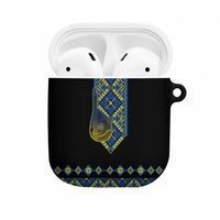 Ukraine Bandura Vyshyvanka Pattern AirPods Case Ukrainian Heritage Folk Black Version - Wonder Print Shop
