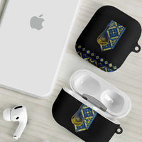Ukraine Bandura Vyshyvanka Pattern AirPods Case Ukrainian Heritage Folk Black Version - Wonder Print Shop