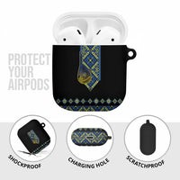 Ukraine Bandura Vyshyvanka Pattern AirPods Case Ukrainian Heritage Folk Black Version - Wonder Print Shop