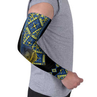 Ukraine Bandura Vyshyvanka Pattern Arm Sleeves Ukrainian Heritage Folk Black Version - Wonder Print Shop