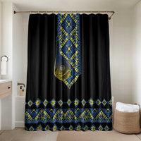 Ukraine Bandura Vyshyvanka Pattern Bathroom Set Ukrainian Heritage Folk Black Version - Wonder Print Shop