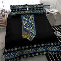 Ukraine Bandura Vyshyvanka Pattern Bedding Set Ukrainian Heritage Folk Black Version - Wonder Print Shop