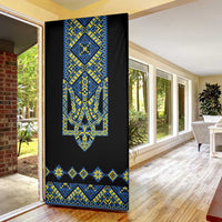 Ukraine Bandura Vyshyvanka Pattern Door Cover Ukrainian Heritage Folk Black Version - Wonder Print Shop