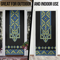 Ukraine Bandura Vyshyvanka Pattern Door Cover Ukrainian Heritage Folk Black Version - Wonder Print Shop