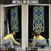Ukraine Bandura Vyshyvanka Pattern Door Cover Ukrainian Heritage Folk Black Version - Wonder Print Shop