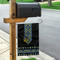 Ukraine Bandura Vyshyvanka Pattern Garden Flag Ukrainian Heritage Folk Black Version - Wonder Print Shop