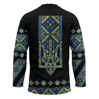 Ukraine Bandura Vyshyvanka Pattern Hockey Jersey Ukrainian Heritage Folk Black Version - Wonder Print Shop