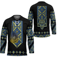 Ukraine Bandura Vyshyvanka Pattern Hockey Jersey Ukrainian Heritage Folk Black Version - Wonder Print Shop
