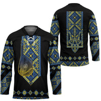 Ukraine Bandura Vyshyvanka Pattern Hockey Jersey Ukrainian Heritage Folk Black Version - Wonder Print Shop