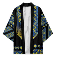 Ukraine Bandura Vyshyvanka Pattern Kimono Ukrainian Heritage Folk Black Version - Wonder Print Shop