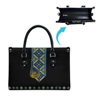 Ukraine Bandura Vyshyvanka Pattern Leather Bag Ukrainian Heritage Folk Black Version - Wonder Print Shop