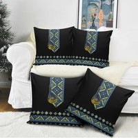 Ukraine Bandura Vyshyvanka Pattern Pillow Cover Ukrainian Heritage Folk Black Version - Wonder Print Shop