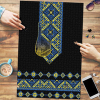 Ukraine Bandura Vyshyvanka Pattern Puzzle Ukrainian Heritage Folk Black Version - Wonder Print Shop