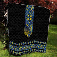 Ukraine Bandura Vyshyvanka Pattern Quilt Ukrainian Heritage Folk Black Version - Wonder Print Shop