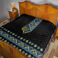 Ukraine Bandura Vyshyvanka Pattern Quilt Ukrainian Heritage Folk Black Version - Wonder Print Shop